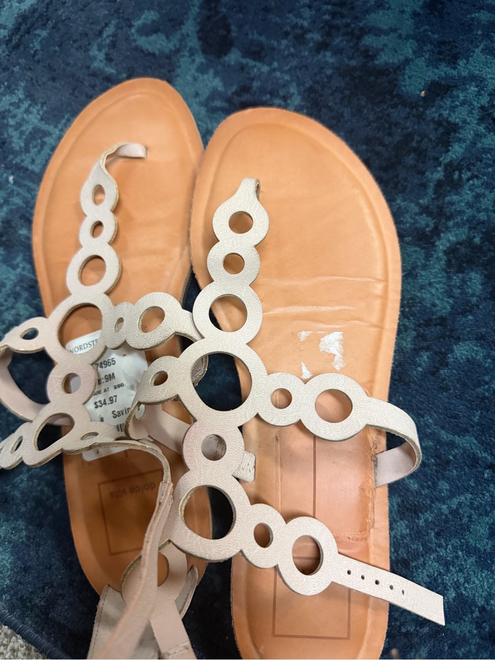 Nordstrom Metallic Silver Circle-Strap Sandals